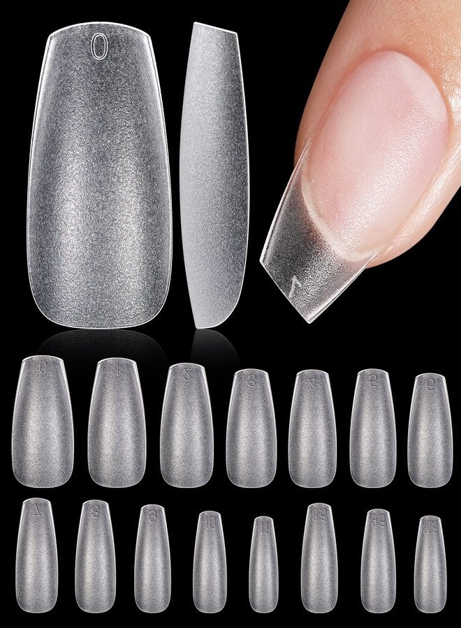 TOMICCA Short Coffin Nail Tips, 15 Sizes Full Cover Double Sided Matte Gel Nails, 240Pcs Acrylic Soft Pre Shaped Nail Tips Set for Nails Professional - Image 1